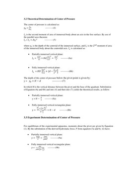 3.2 Theoretical Determination of Center of Pressure 
The center of pressure is calculated as: