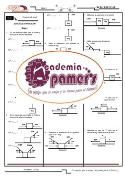 CICLO ESCOLAR
FISICA
DINAMICA LINEAL
                                              1
EJERCICIOS DE APLICACIÓN
Bloque I
1.
En