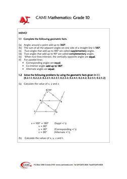 CAMI Mathematics
athematics
athematics
athematics: Grade 10
: Grade 10
: Grade 10
: Grade 10 
 
 
 
 
 
MEMO
ME