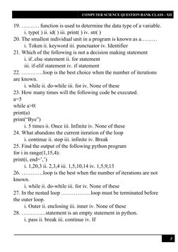 Class 12 Python Revision Questions | PDF | Control Flow | Python ...