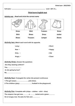 Grade 3 English Third Term Test | PDF