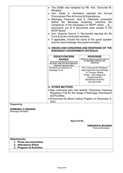 Barangay Assembly Minutes Sample 2022 | PDF