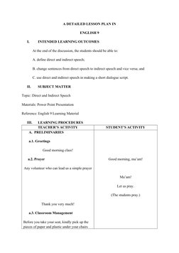 Direct and Indirect Speech Lesson Plan | PDF