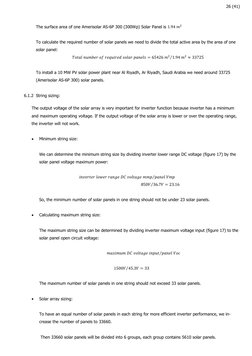 26 (41)
 
The surface area of one Amerisolar AS-6P 300 (300Wp) Solar Panel is 
  
 
To calculate the required number of solar