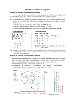 Problemas envolvendo conjuntos 
 
Exemplo de problema envolvendo dois conjuntos 
 
Para resolver problemas envolvendo conjunt