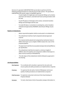 - Services of a specialist SUBCONTRACTOR may be taken to perform all of the  
  following jointing techniques to create PE pr