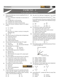 311
Thermodynamics
1.
Which of the following is incorrect regarding first law of
thermodynamics?
(a)
It is a restatement of p