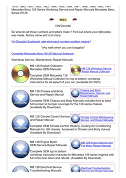 Mercedes Benz W126 Workshop Repair Manuals | PDF | Manual Transmission ...