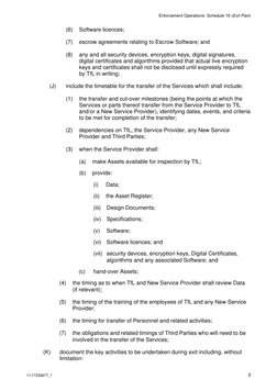 Enforcement Operations- Schedule 16 (Exit Plan) 
11/17333677_1 
5 
(6) 
Software licences;  
(7) 
escrow agreements relating