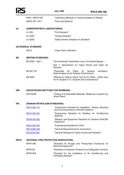 July 1995 
 
IPS-E-AR-160 
 
 
   3 
ANSI / AMCA 500 
"Laboratory Methods of Testing Dampers for Rating" 
AMCA 201: 2011