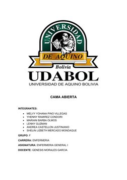 CAMA ABIERTA
INTEGRANTES:                                        

MELVY YOHANA PINO VILLEGAS

YHENNY RAMIREZ CONDORI

MAR