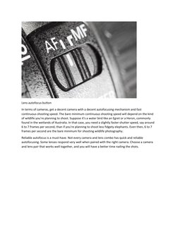 Lens autofocus button 
In terms of cameras, get a decent camera with a decent autofocusing mechanism and fast 
continuous s