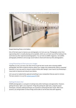 Further sources of improvement and inspiration as a wildlife photographer 
 
People Watching Photo in Art Gallery 
One of t