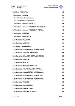 Unidad de control 
MC 2000 T² 
 
 
 
COUTH MC 2000T² 
Manual de instrucciones 
 
 
 
Rev. A– Nov 2007 
 
HOJA - 2 
 
7.3. M