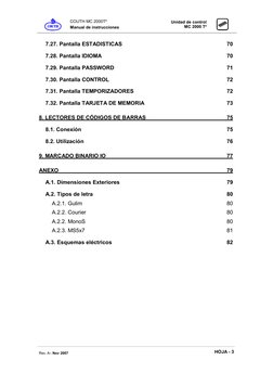 COUTH MC 2000T² 
Manual de instrucciones 
 
Unidad de control 
MC 2000 T² 
 
 
Rev. A– Nov 2007 
 
HOJA - 3 
 
7.27. Pantal