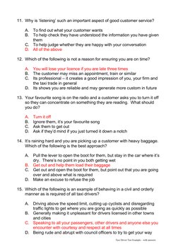 Taxi Licensing Example Test Questions With Answers PDF | PDF ...