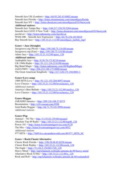 Smooth Jazz UK (London) = http://64.95.243.43:8002/stream (http://64.95.243.43:8002/stream)
Smooth Jazz Florida = http://list