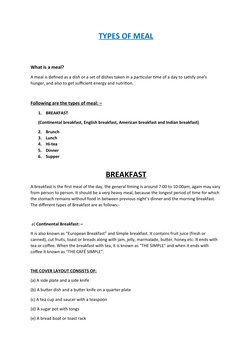 Types of Meals Explained | PDF | Meal | Lunch