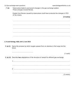 AQA A Level Gas Exchange Questions | PDF | Qualifications | Student ...