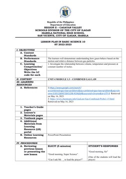Combined Gas Law Lesson Plan | PDF | Gases | Physical Chemistry
