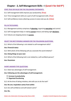 Modern abc of Information Technology by Rajiv Khanna (402) 
Compiled, Created & Helped by Pavan Sanghani 
Chapter - 2, Self-M