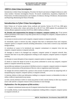 AJK COLLEGE OF ARTS AND SCIENCE
Navakkarai, Coimbatore - 641105
 UNIT-II : Cyber Crime Investigation
Introduction to Cyber Cr