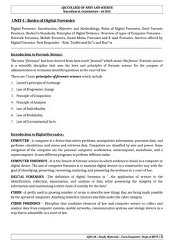 AJK COLLEGE OF ARTS AND SCIENCE
Navakkarai, Coimbatore - 641105
 UNIT-I : Basics of Digital Forensics
Digital Forensics- Intr