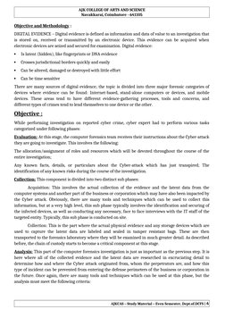 AJK COLLEGE OF ARTS AND SCIENCE
Navakkarai, Coimbatore - 641105
Objective and Methodology :
DIGITAL EVIDENCE – Digital eviden