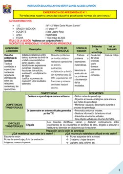 1
INSTITUCIÓN EDUCATIVA N°0142 MÁRTIR DANIEL ALCIDES CARRIÓN
DATOS INFORMATIVOS:

 I. E. 
: Nº 142 “Mártir Daniel Alcides Ca