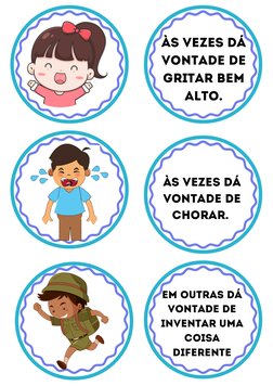 às VEZES DÁ
VONTADE DE
GRITAR BEM
ALTO.
ÀS VEZES DÁ
VONTADE DE
CHORAR. 
EM OUTRAS DÁ
VONTADE DE
INVENTAR UMA
COISA
DIFERENTE
