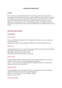 Anything Goes Audition Overview | PDF | Broadway Musicals | Music ...