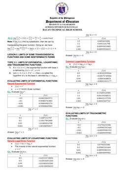 Basic Calculus Limits Reviewer | PDF | Tangent | Slope