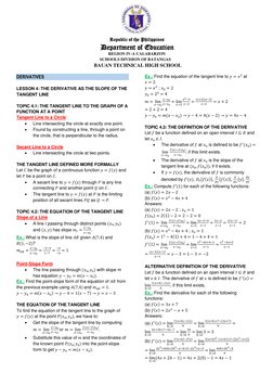 Basic Calculus Limits Reviewer | PDF | Tangent | Slope
