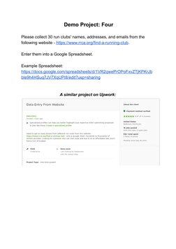 Demo Project: Four
Please collect 30 run clubs' names, addresses, and emails from the
following website - https://www.rrca.or