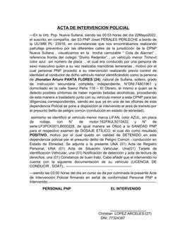 Acta de Intervención por Ebriedad | PDF | Justicia | Crimen y violencia
