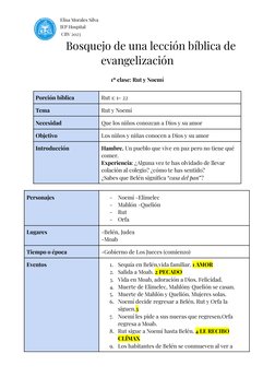 Bosquejo De Rut Lección Bíblica: Rut y Noemí | PDF | Noemí (figura bíblica) | Pecado