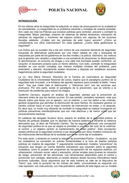 POLICÍA NACIONAL 
DEL PERÚ  
    9
INTRODUCCIÓN 
En los últimos años la inseguridad ha adquirido un status de preocupación en