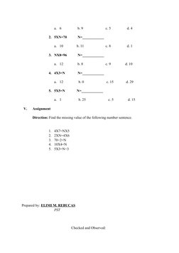Finding Missing Values in Math Sentences | PDF | Division (Mathematics ...