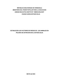 REPUBLICA BOLIVARIANA DE VENEZUELA
MINISTERIO DEL PODER POPULAR PARA LA EDUCACION
UNIDAD EDUCATIVA INSTITUTO “SIMON BOLIVAR”