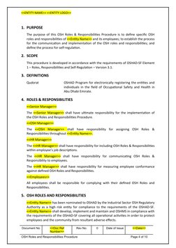 Osh Roles OSH Roles and Responsibilities Guide | PDF | Occupational Safety And ...