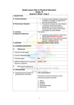 Grade 10 PE 4th Quarter Lesson Plan | PDF | Wellness