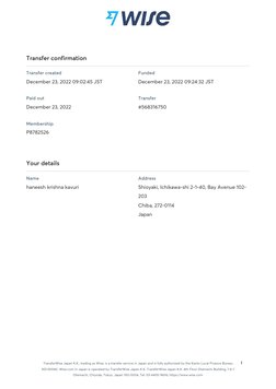 TransferWise Japan K.K., trading as Wise, is a transfer service in Japan and is fully authorized by the Kanto Local Finance B