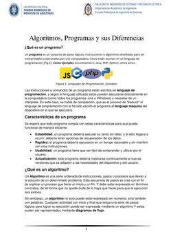 3 
 
 
Algoritmos, Programas y sus Diferencias 
¿Qué es un programa? 
Un programa es un conjunto de pasos lógicos, inst