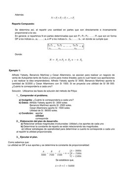 Además:
Reparto Compuesto:
Se  determina  así,  al  repartir  una  cantidad  en  partes  que  son  directamente  e  inversame