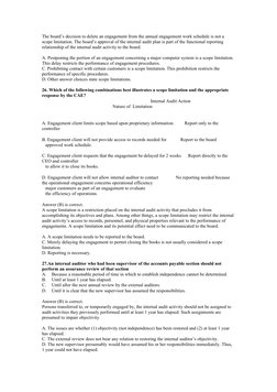 The board’s decision to delete an engagement from the annual engagement work schedule is not a 
scope limitation. The board’s