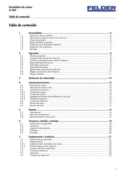 3
Encoladora de cantos
G 560
Tabla de contenido
Tabla de contenido
1 
Generalidades..........................................