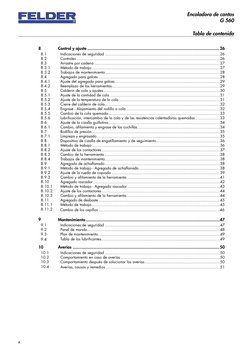 4
Encoladora de cantos
G 560
Tabla de contenido
8.2 
Controles ..............................................................