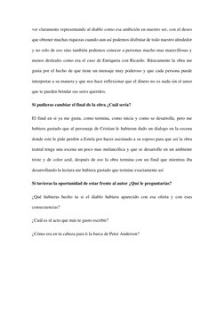 ver claramente representando al diablo como esa ambición en nuestro ser, con el deseo 
que obtener muchas riquezas cuando aun