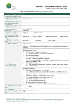 GCF Project Concept Note Template | PDF | Climate Change Mitigation ...
