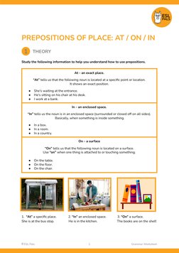 Prepositions of Place: At, In, On | PDF